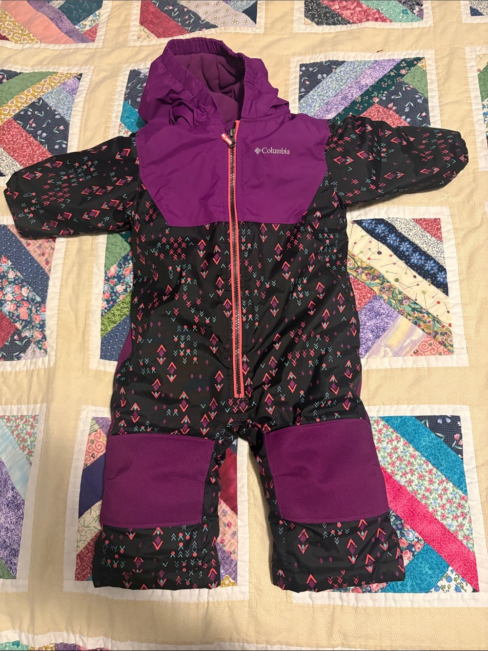 Columbia Black & Purple Printed Infant Snow Bunting